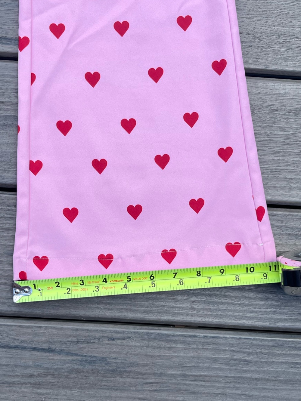 Cider; High Rise; Red Polka Dot Style Heart Print; Pink Flared Trousers; Small - Picture 9 of 10